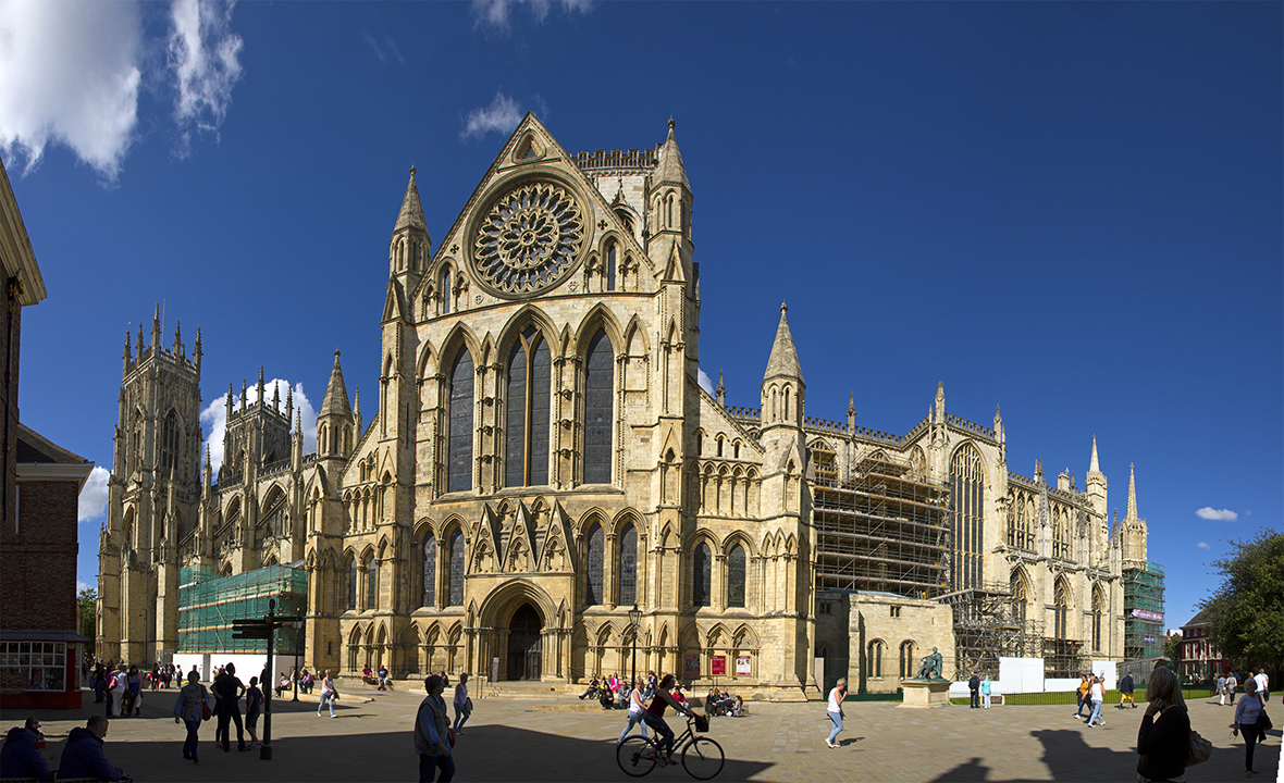 The medivial cathederal from the courtyard below.